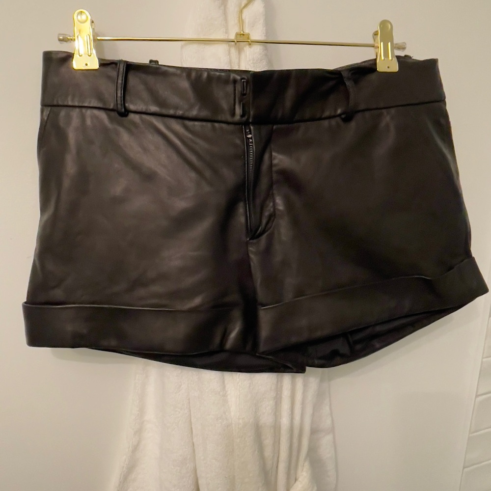 Black Leather Women Shorts